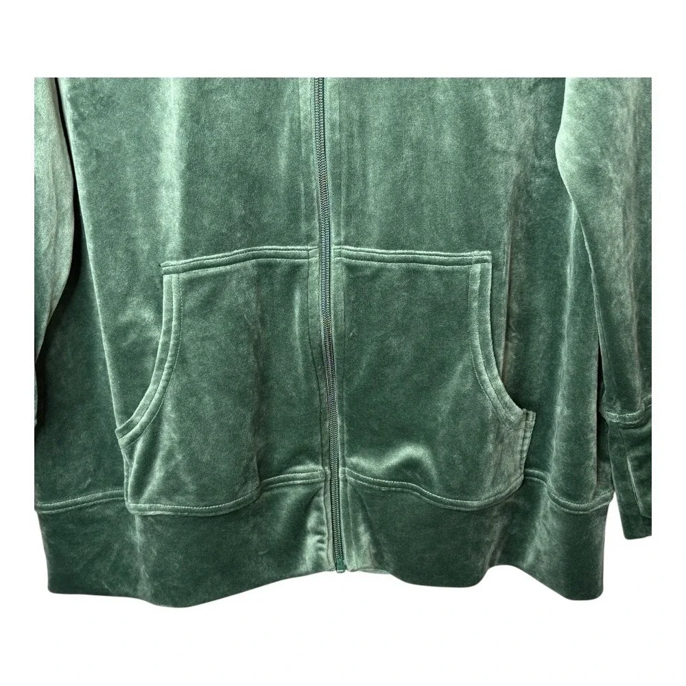 Offline by Aerie Green Velour Zip Up Hoodie Jacket Women Size‎ Medium - Picture 5 of 11